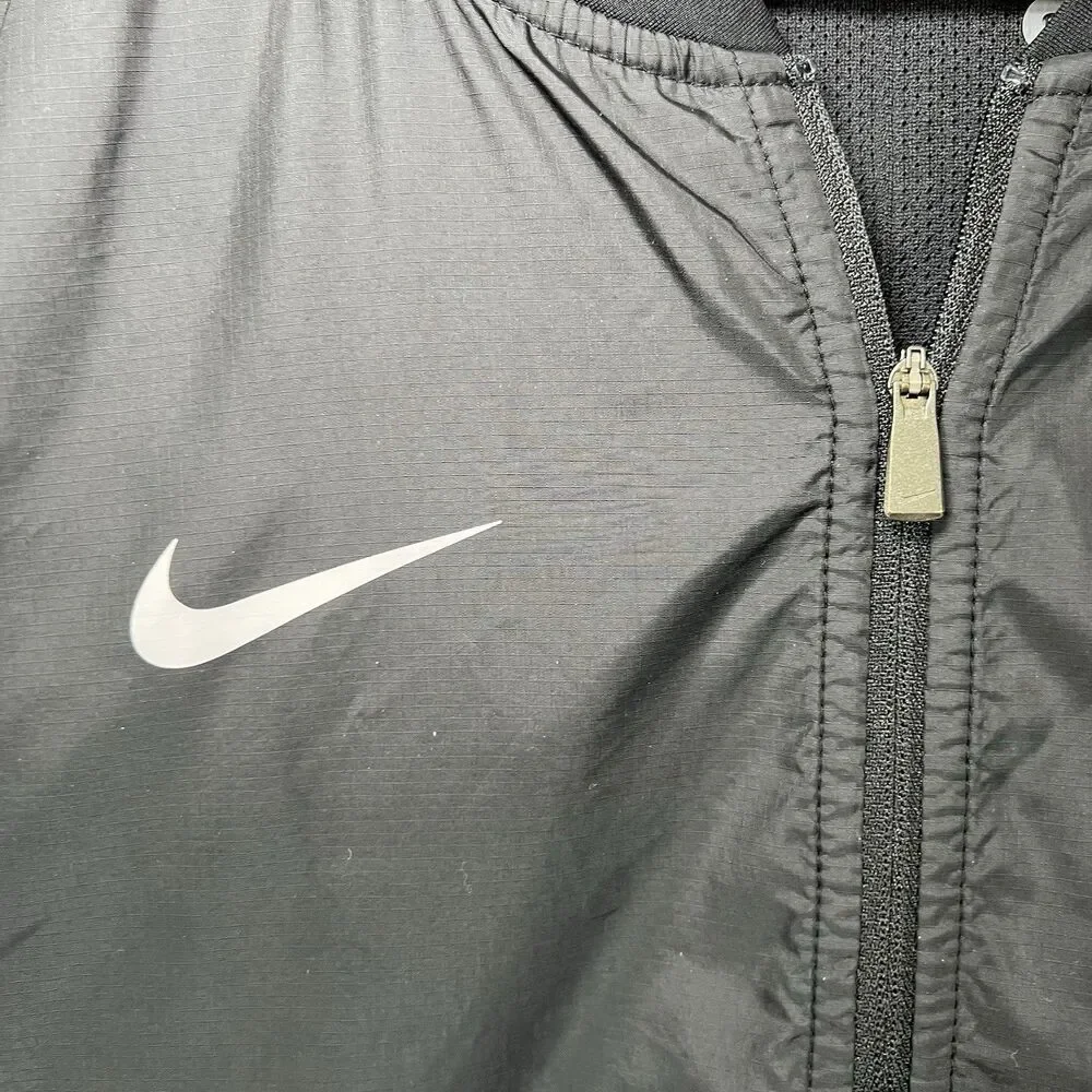 Nike Short Sleeve 1/4 Zip Woven Coaches Jacket Mens Size Small Black Windbreaker
